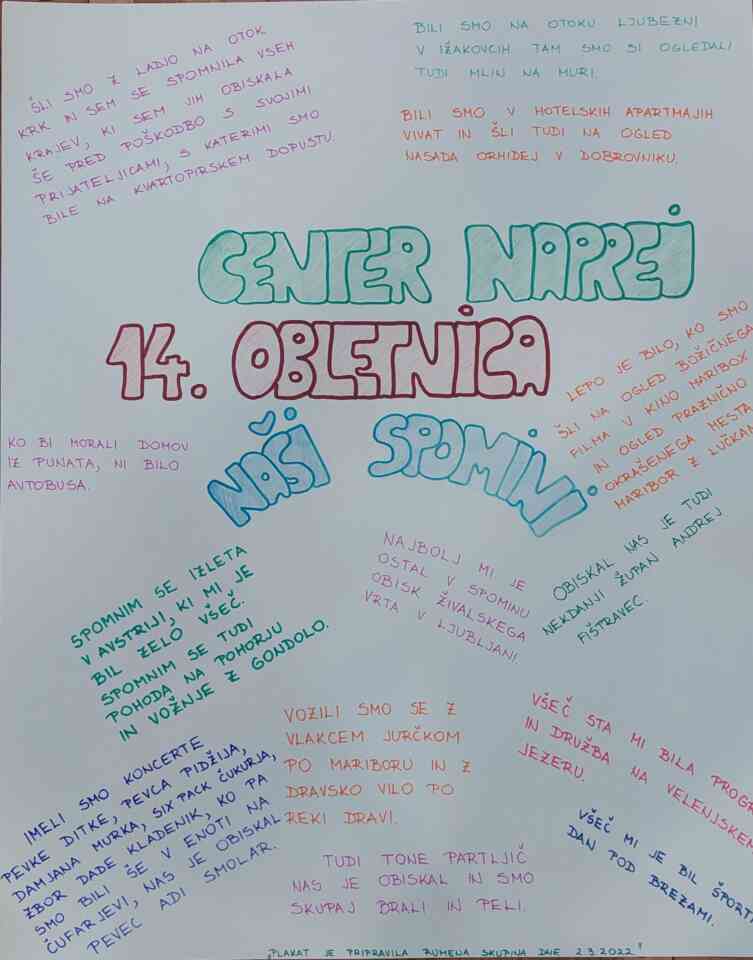 ŠTIRINAJST LET CENTRA NAPREJ